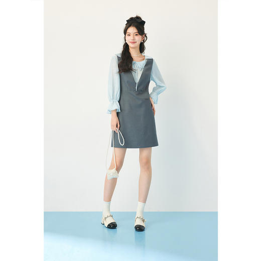 【严选】诗凡黎春假两件拼接设计花瓣领连衣裙SF3190201 商品图1