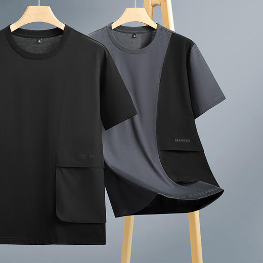 【丝光棉】【新款DPF】大依优型大码短袖T恤圆领加肥加大男装大号大码上衣男士休闲半袖夏季 商品图1