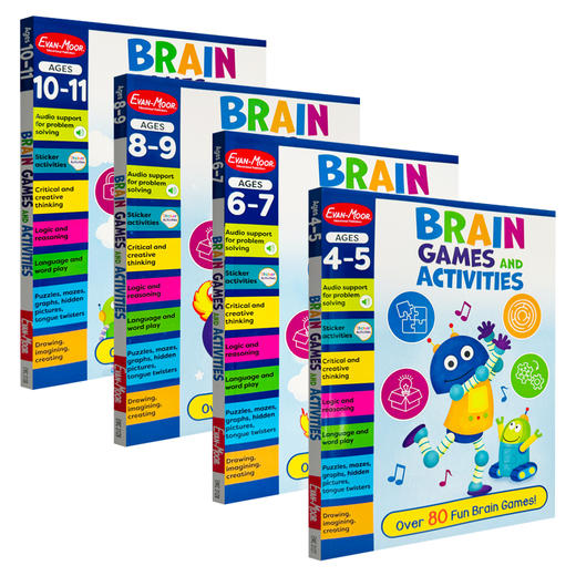 【安潇推荐】Evan-Moor Brain Games and Activities, Ages 4-11 脑力游戏与活动 幼儿园到六年级 4册套装 少儿英语美国进口原版教辅 商品图3