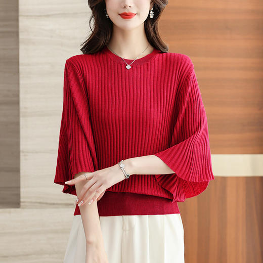 中袖蝙蝠衫，冰丝针织圆领宽松上衣CC-NN-2313 商品图2