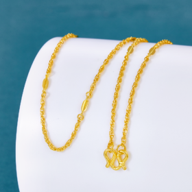 【限时克减150元】足金999.9 绞丝链间款间款项链杂花链(AF010XL00004)预售产品下单后不退款不退货不换货不补差价