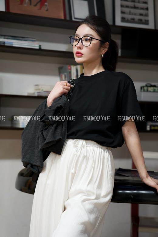 【门店同款】ENJOY夏季高知-极简圆领短T 157049398 商品图0