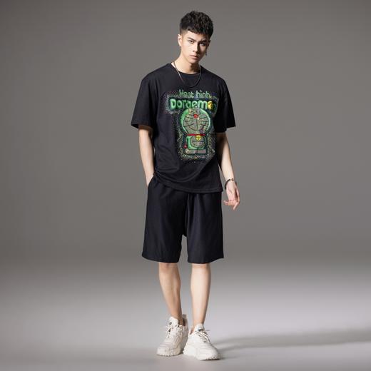 PINLI品立夏季新款印花烫钻纯棉短袖T恤男士潮牌卡通休闲体恤BG242111040 商品图4