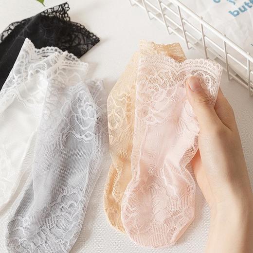 2026蕾丝花边短袜子女夏季超薄款网纱水晶袜纯棉底网眼镂空防滑夏天短袜 商品图1