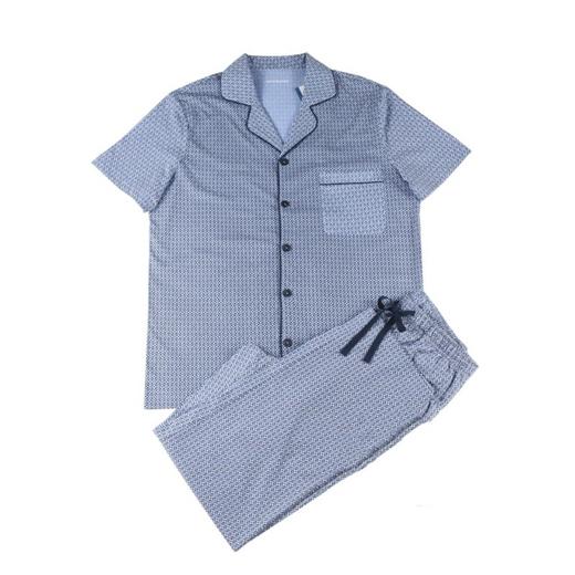 【纯棉开衫】SCHIESSER德国舒雅男士翻领纯棉开衫短袖长裤套装39/22790H 商品图0