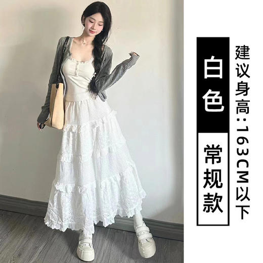 白色蛋糕裙女【春秋夏2025新款 高腰蓬蓬裙蕾丝中长款】a字法式半身裙 商品图5