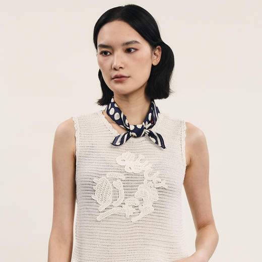 谜底小方巾女2024年夏新品复古田园风条纹波点纯棉头巾242MQ0901 商品图3