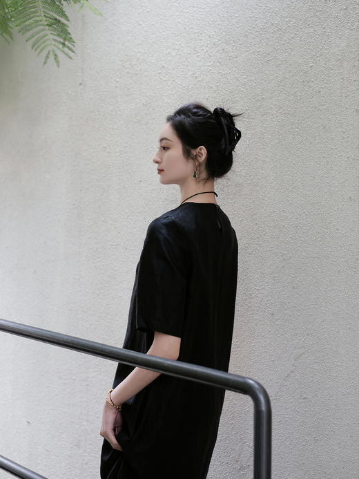 盛唐牡丹 |龟纹香云纱短袖长裙 商品图5