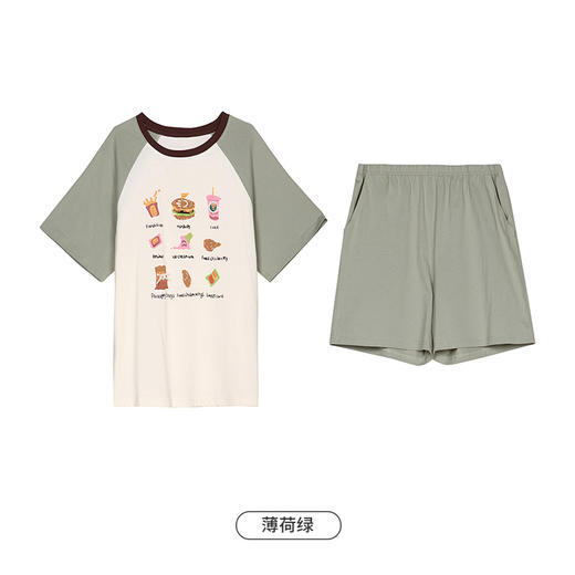 都市丽人生活家居春夏睡衣女32支CVC单面家居服薄款短袖短裤女士棉质套装LH42B6 商品图8
