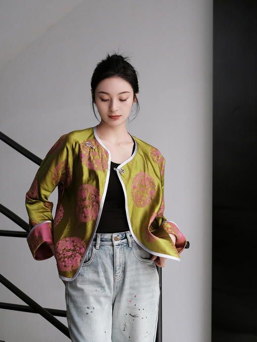 微瑕秒杀 |盛唐牡丹 |色织真丝花锦缎团龙纹外套[特价品](特殊商品不退不换) 商品图4