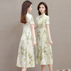 新中式国风时尚旗袍裙，立领短袖印花修身连衣裙QYM-OMS-CA4330-L 商品缩略图2