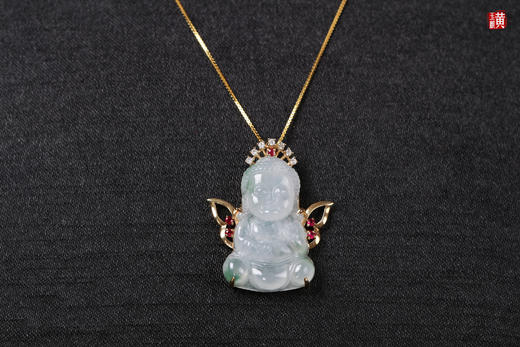 天然翡翠【宝宝佛】吊坠 镶嵌：18K金镶 商品图0