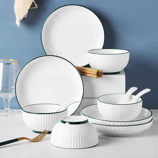 积分免费兑：万享景德镇欧式轻奢陶瓷餐具碗碟套装釉下彩碗具饭碗菜盘碗筷碗套装 商品图2