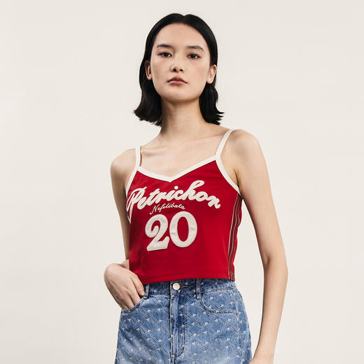 谜底短款修身小吊带女士2024夏季新品复古时尚绣花内搭242MN0615 商品图3