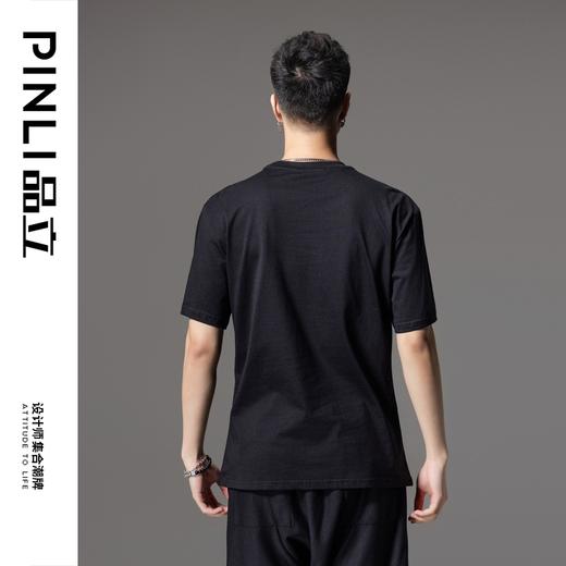PINLI品立夏季新款卡通烫钻短袖T恤男士时尚潮牌印花休闲上衣BG242111041 商品图2