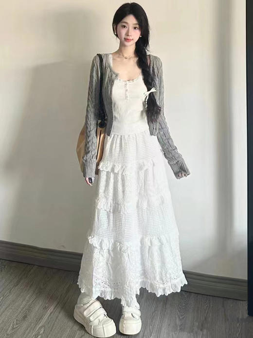 白色蛋糕裙女【春秋夏2025新款 高腰蓬蓬裙蕾丝中长款】a字法式半身裙 商品图4
