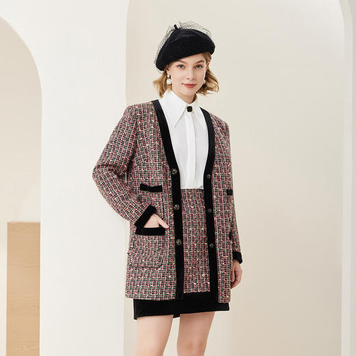 QE10A 斯尔丽2024春季新款时尚花纱温柔淑女气质小香风轻奢女式外套 商品图0