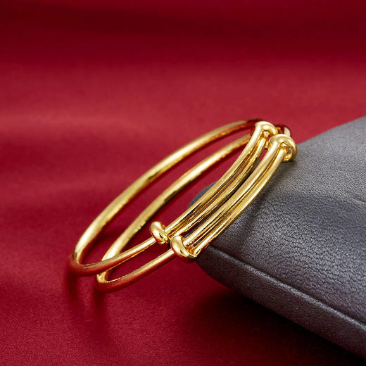 【限时克减128元】足金999.9 #儿童/宝宝 黄金光面空心大肚推拉童镯（对）(TZ00001-03)（预售产品下单后不退款不退货不换货不补差价） 商品图2