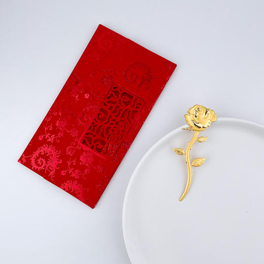 【线上黄金屋】【定价黄金】足金999 投资金纪念收藏礼品黄金玫瑰花摆件（配红包、亚克力盒）(YCBKJC00039)（预售产品下单后不退款不退货不换货不补差价） 商品图2
