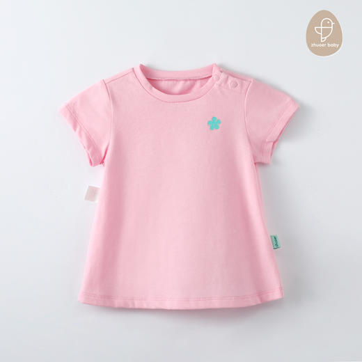 【夏款针织短袖T恤】卓儿代工品牌 出口余单 女童纯棉针织短袖T恤套头衫打底衫圆领上衣 商品图0