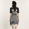 谜底针织连衣裙2024夏季新品复古优雅拼接式条纹中长裙242MZ0897 商品缩略图2
