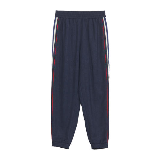 谜底休闲裤女士2024夏款复古运动感撞色侧边束脚九分裤242MK0701 商品图4