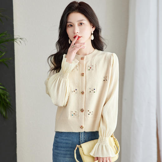 拼接假两件，小香风针织外套HR-MLLJ6690-2 商品图2