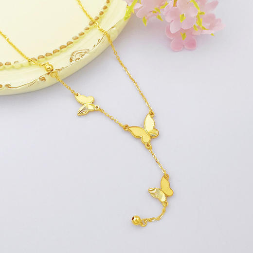 【限时克减150元】足金999 #九紫离火 (足金999字印)5G黄金调节车花蝴蝶流苏套链(5GTL01455)（预售产品下单后不退款不退货不换货不补差价） 商品图1