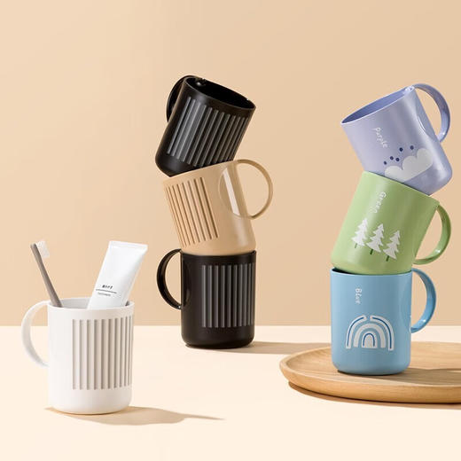 茶花  260001O型把手漱口杯550ml  三个装（蓝色+绿色+紫色） 商品图3