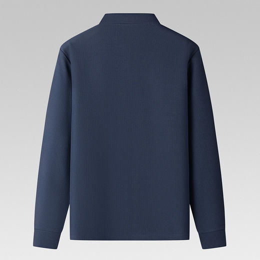 【华夫格含桑蚕丝】罗蒙男士春秋加厚polo衫男长袖t恤男舒适男polo衫 商品图4