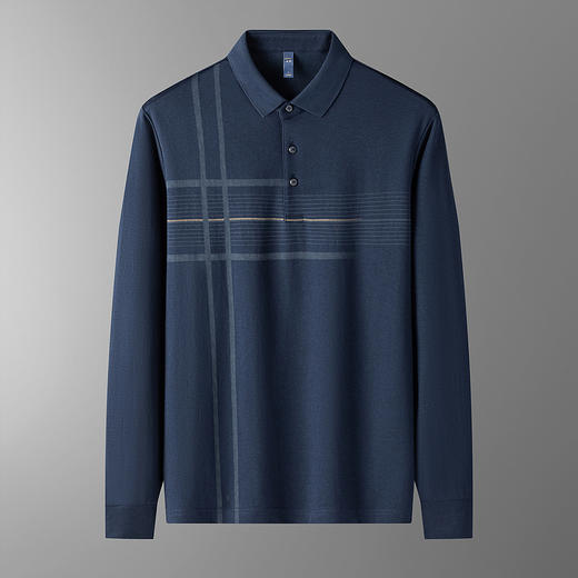 【福利款】罗蒙男士春秋含桑蚕丝莫代尔polo衫男长袖男士polo衫长袖 商品图3