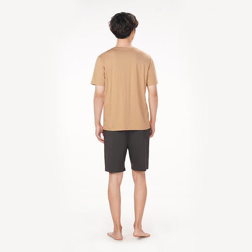 都市丽人都市锋尚舒适外出春夏睡衣男32支CVC单面家居服薄款短袖短裤男士棉质套装FH42B7 商品图3