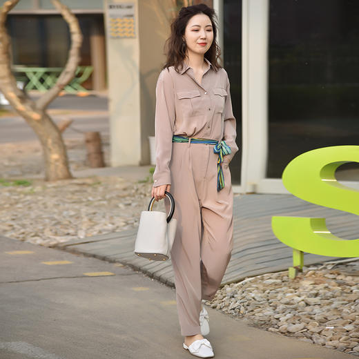 圣三利女装新春秋季纯色连体工装裤SL121C01 商品图1