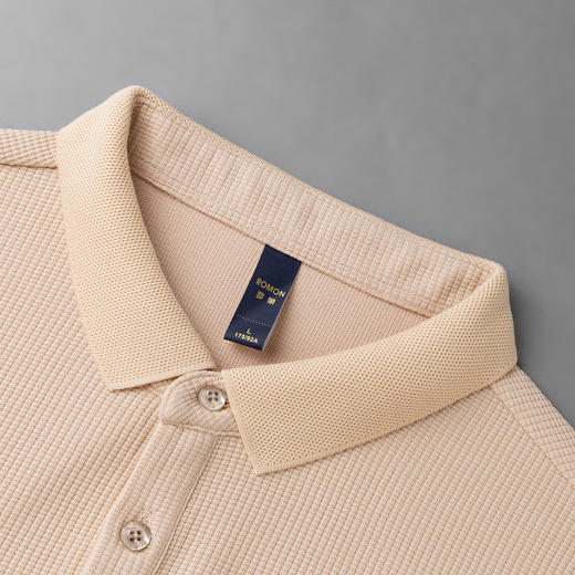 【华夫格】罗蒙男士含桑蚕丝polo衫男长袖t恤男春秋男士polo衫 商品图12