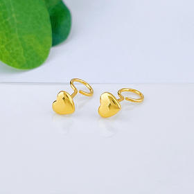 【限时7.5折】【定价黄金】足金999 (足金999字印)5G黄金光面爱心耳钉心形耳钉(5GES00667)（预售产品下单后不退款不退货不换货不补差价）（预售产品下单后不退款不退货不换货不补差价）