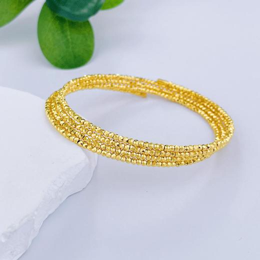 【限时克减150元】足金 椭圆形5G超轻黄金四圈蹦迪珠弹力镯(总面宽约7.2-7.6mm)空心开口蹦迪珠手镯弹力手镯(AG5GSZ00004)（预售产品下单后不退款不退货不换货不补差价） 商品图0