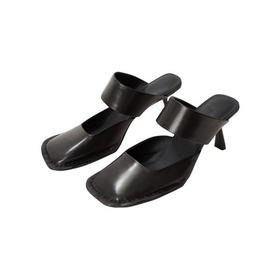 谜底高跟鞋女2024年夏季新品优雅气质半包方型鞋头凉鞋242MX0908