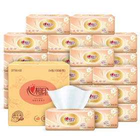 心相印  金装经典系列24包100抽3层塑装纸面巾  DT55100