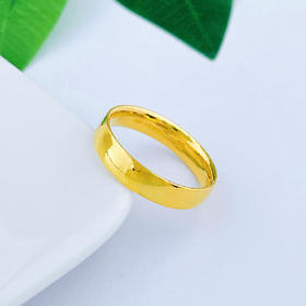 足金999.9 光面实心固口圈戒光圈戒素圈戒（面宽约4-4.5mm）(AF000JZ00066)（预售产品下单后不退款不退货不换货不补差价