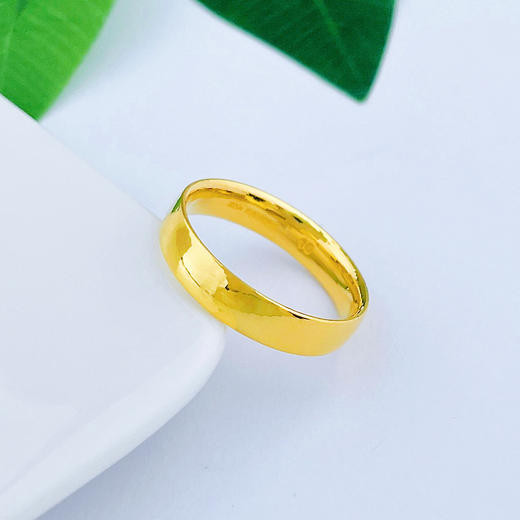 足金999.9 光面实心固口圈戒光圈戒素圈戒（面宽约4-4.5mm）(AF000JZ00066)（预售产品下单后不退款不退货不换货不补差价 商品图0