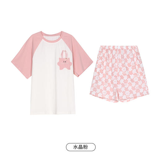 都市丽人生活家居春夏睡衣女32支纯棉单面家居服薄款短袖短裤女士棉质套装LH42E2 商品图10