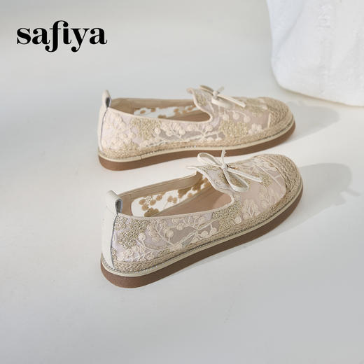 Safiya/索菲娅2024春镂空蕾丝透气休闲平底渔夫鞋 SF41112031 商品图7