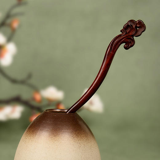 ysfz-03001【云赏珠宝】新中式小叶紫檀木如意雕刻发簪 商品图3