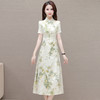 新中式国风时尚旗袍裙，立领短袖印花修身连衣裙QYM-OMS-CA4330-L 商品缩略图0