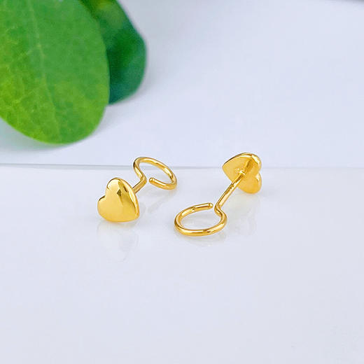 【限时7.5折】【定价黄金】足金999 (足金999字印)5G黄金光面爱心耳钉心形耳钉(5GES00667)（预售产品下单后不退款不退货不换货不补差价）（预售产品下单后不退款不退货不换货不补差价） 商品图1