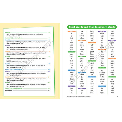 Evan-Moor Smart Start Sight Words Grade PreK-1 聪慧启蒙系列 高频词3册套装 美国加州教辅 商品图2