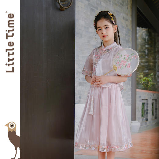 littletime女童中国风汉服套装裙2024新款夏装小女孩新中式两件套 商品图1