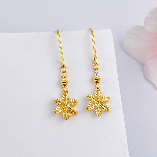 【限时克减150元】足金999 (足金999字印)5G黄金绕线雪花耳勾耳吊(5GES00614)（预售产品下单后不退款不退货不换货不补差（预售产品下单后不退款不退货不换货不补差 商品图0