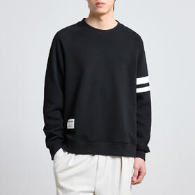 墨麦客男装秋季圆领卫衣条纹针织休闲上衣宽松长袖55387