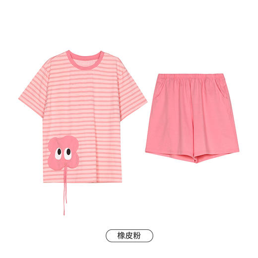 都市丽人生活家居春夏睡衣女32支纯棉单面家居服薄款短袖短裤女士棉质套装LH42C1 商品图10